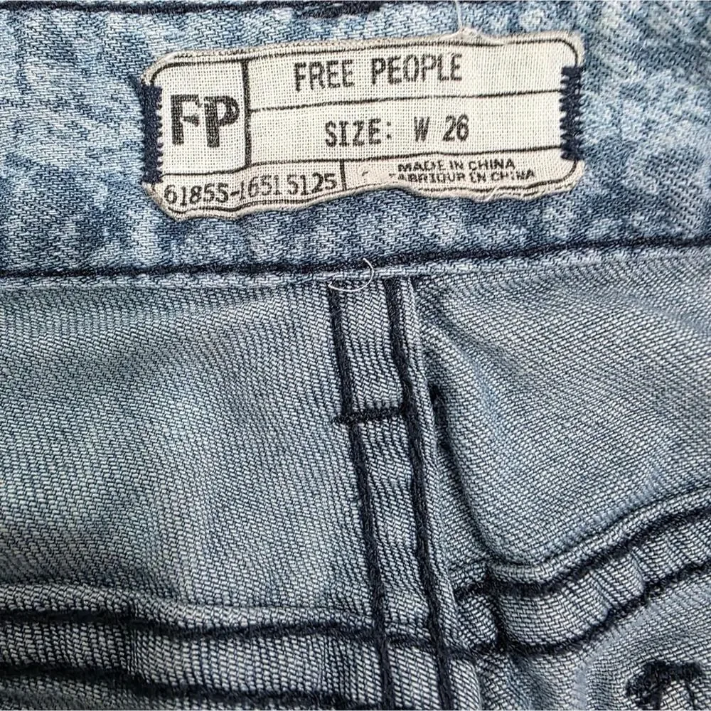 Free People Ankle Zip Skinny Jeans Reptile Snake Print Acid Wash, Size 26